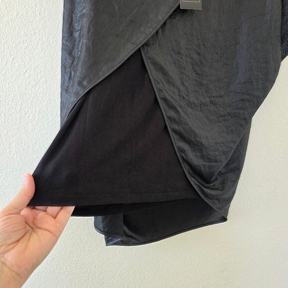 BCBGMAXAZRIA Elodie Black Asymmetrical Drape Top Women Size L Sleeveless Layered - Picture 3 of 10